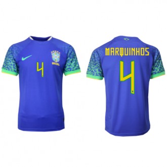 Brasilien Marquinhos #4 Borta Kläder VM 2022 Kortärmad